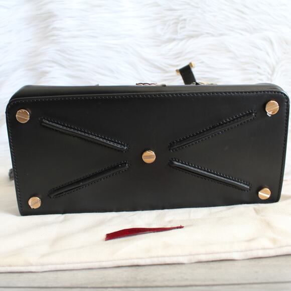 Valentino Joylock Black Leather Floral Applique Rockstud Satchel Shoulder Bag - Picture 4 of 16